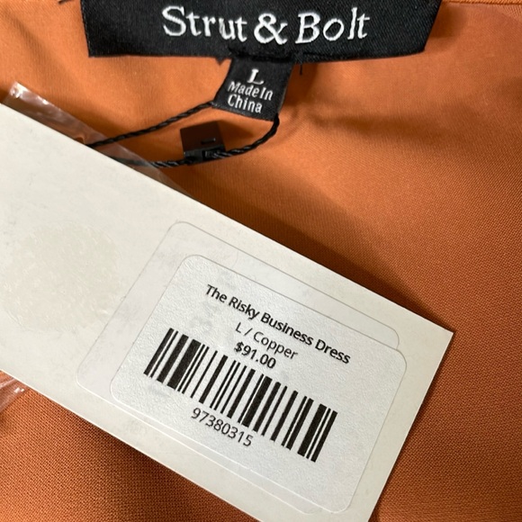 Strut & Bolt The Risky Business Dress Satin Polyester Copper Size Large NWT - Picture 12 of 17